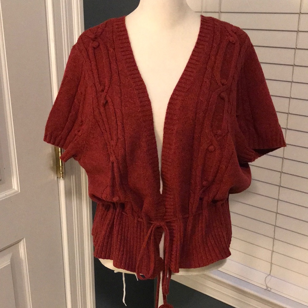 Copper sweater vest with drawstring waist plus size